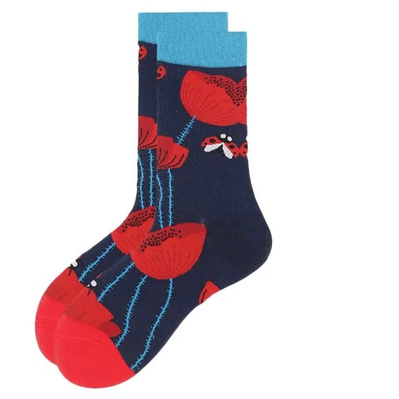 Happy Colorful Artsy Socks Cotton Stretchy Floral Dopamine Colors Women’s Men’s - Picture 13 of 15